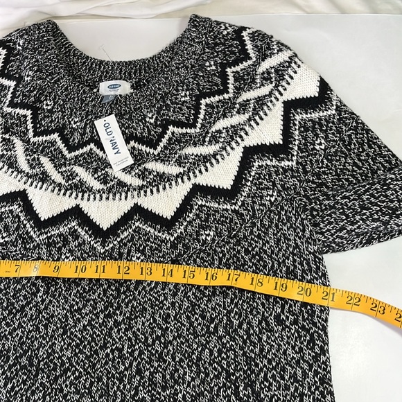 Old navy NWT classic fair isle sweater black white pullover crew neck cotton XL - Picture 12 of 13